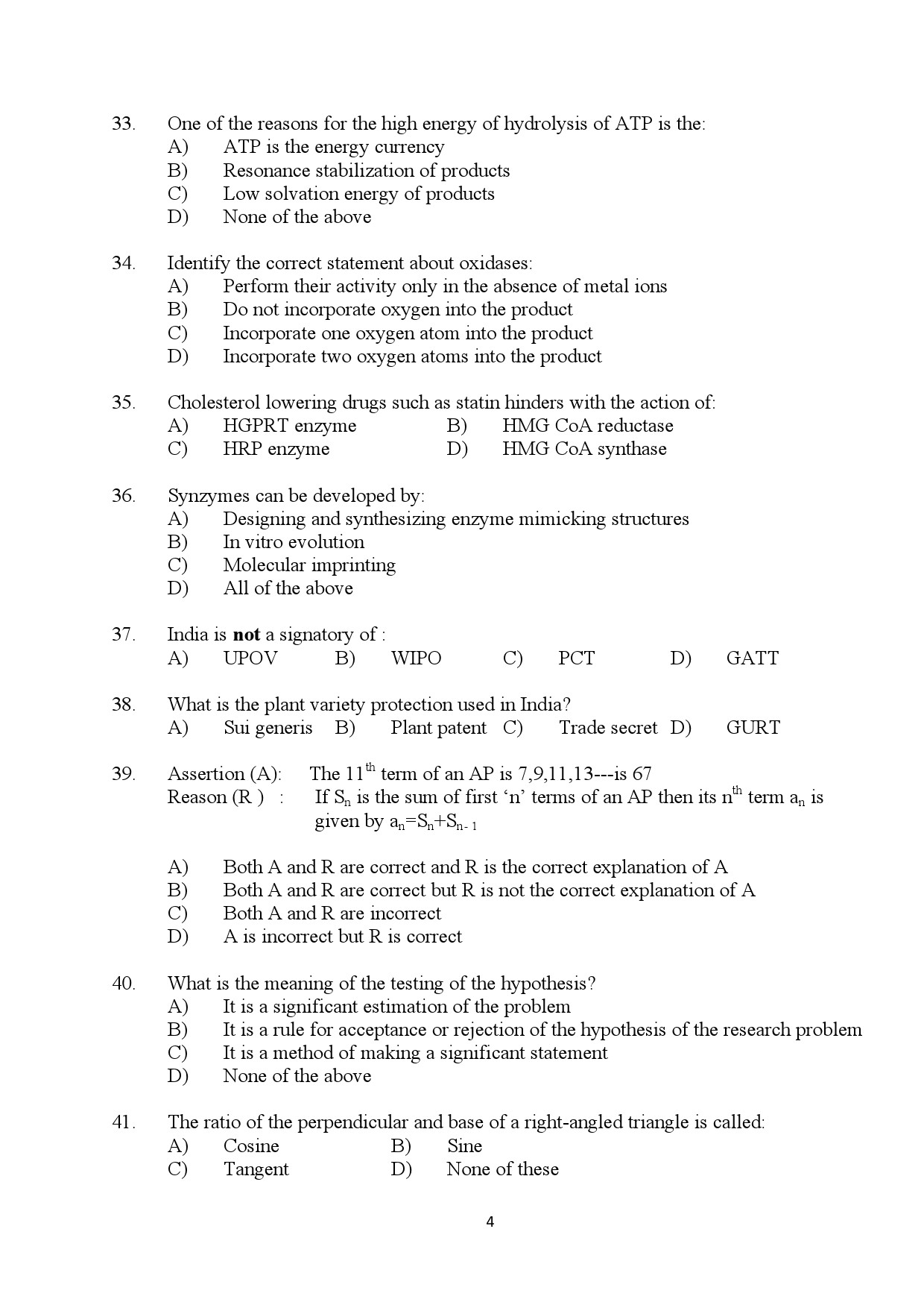 Kerala SET Biotechnology Exam Question Paper July 2024 4