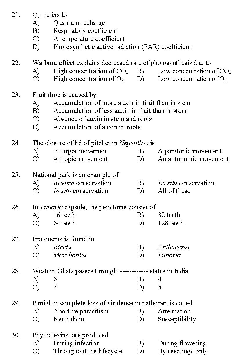 Kerala SET Botany Exam 2012 Question Code 12903 3