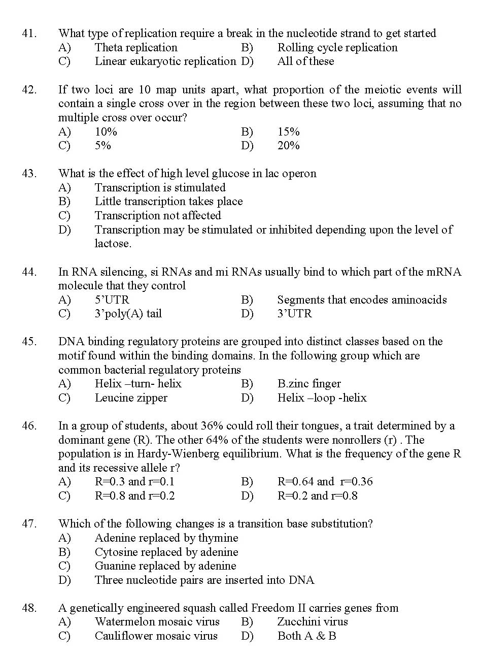 Kerala SET Botany Exam 2012 Question Code 12903 5