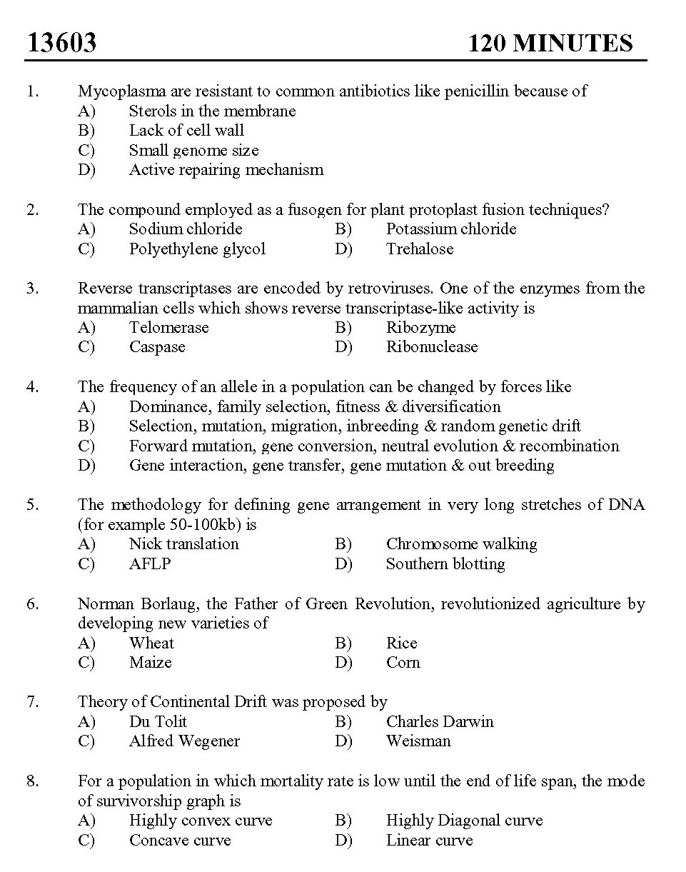 Kerala SET Botany Exam 2013 Question Code 13603 1