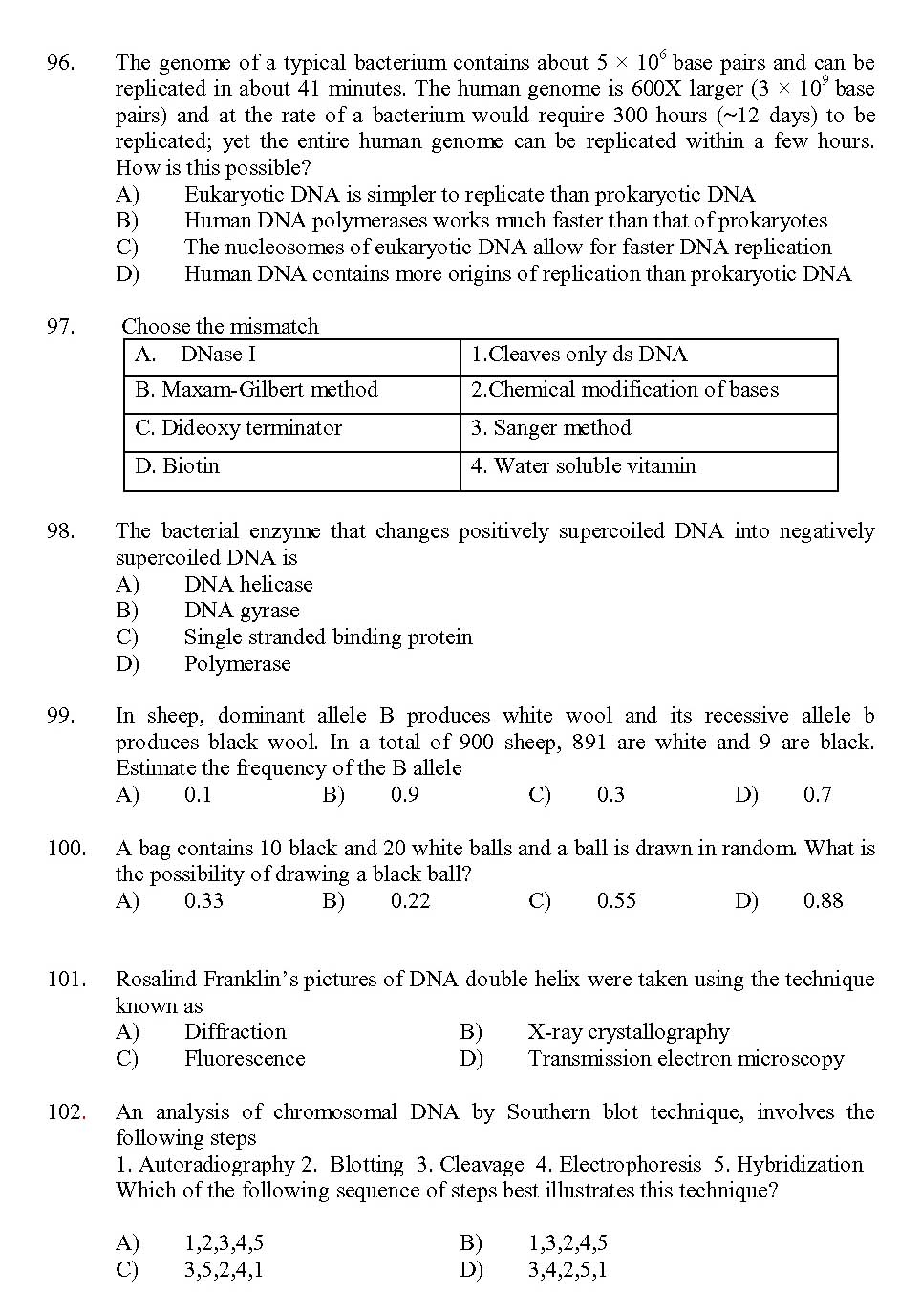 Kerala SET Botany Exam 2013 Question Code 13603 11
