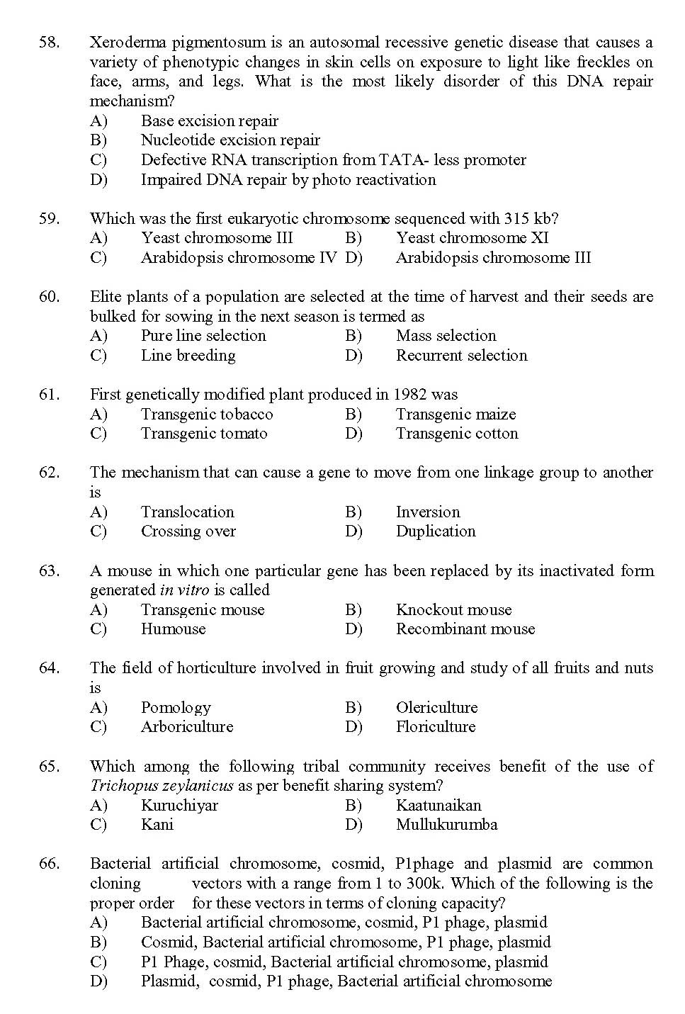 Kerala SET Botany Exam 2013 Question Code 13603 7