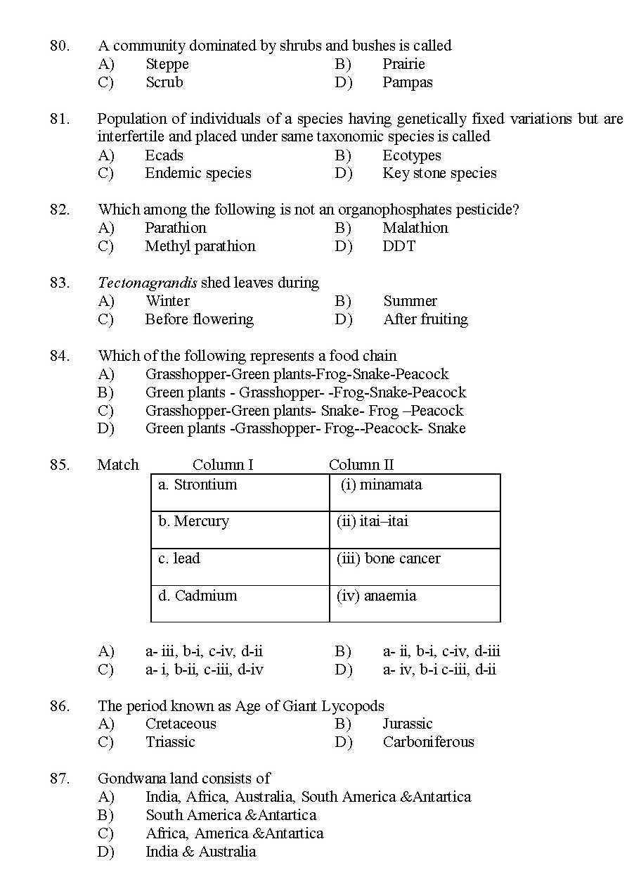 Kerala SET Botany Exam 2014 Question Code 14203 10