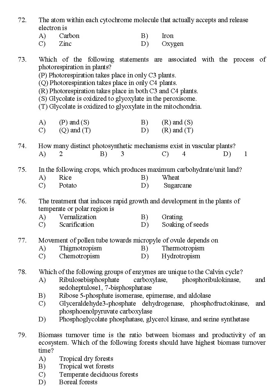 Kerala SET Botany Exam 2014 Question Code 14203 9