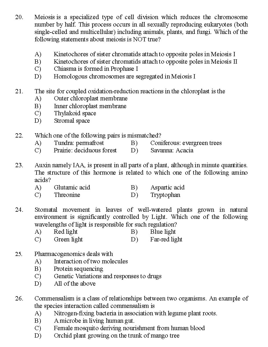 Kerala SET Botany Exam 2015 Question Code 15603 4