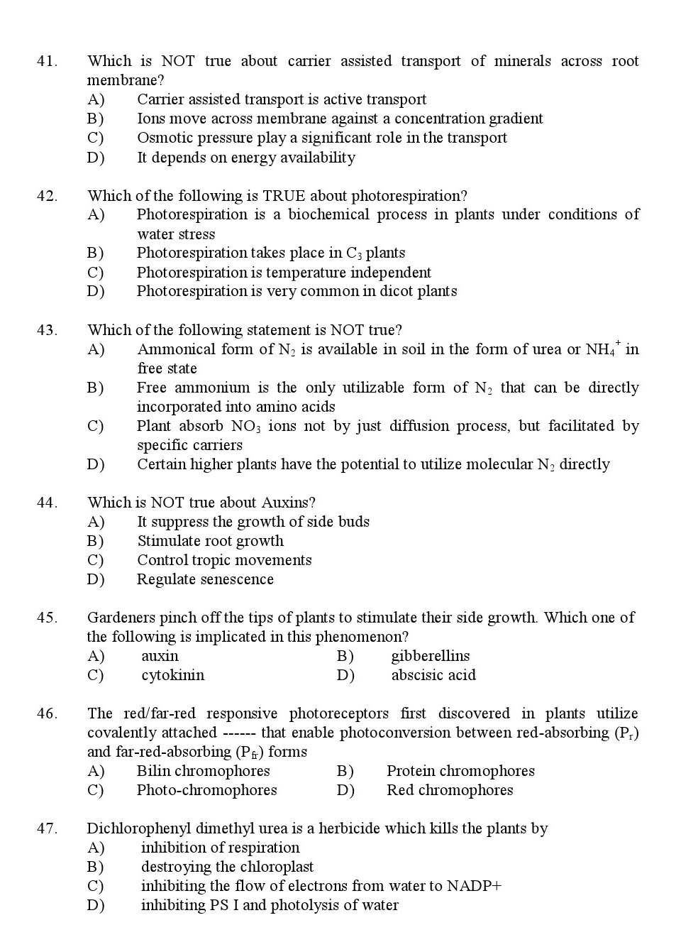 Kerala SET Botany Exam 2016 Question Code 16603 A 7