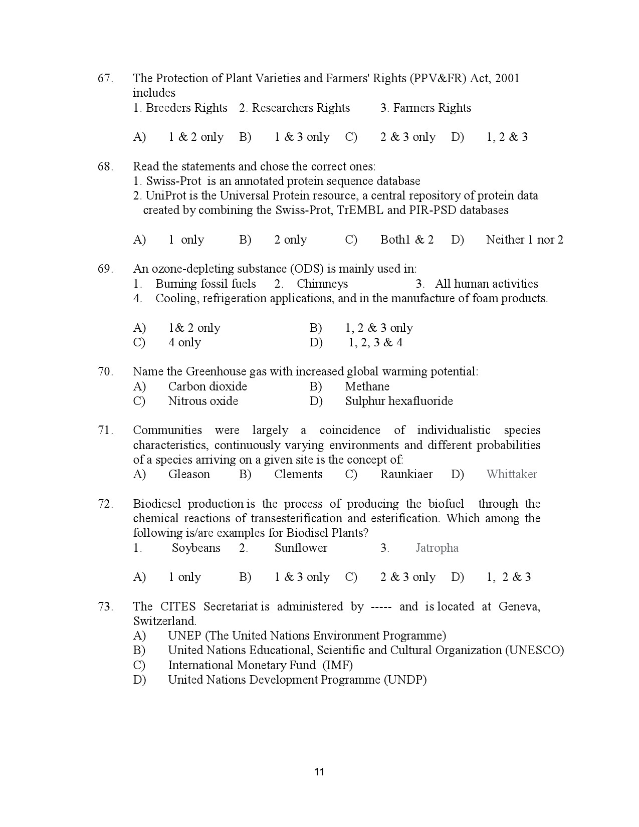 Kerala SET Botany Exam Question Paper January 2023 11