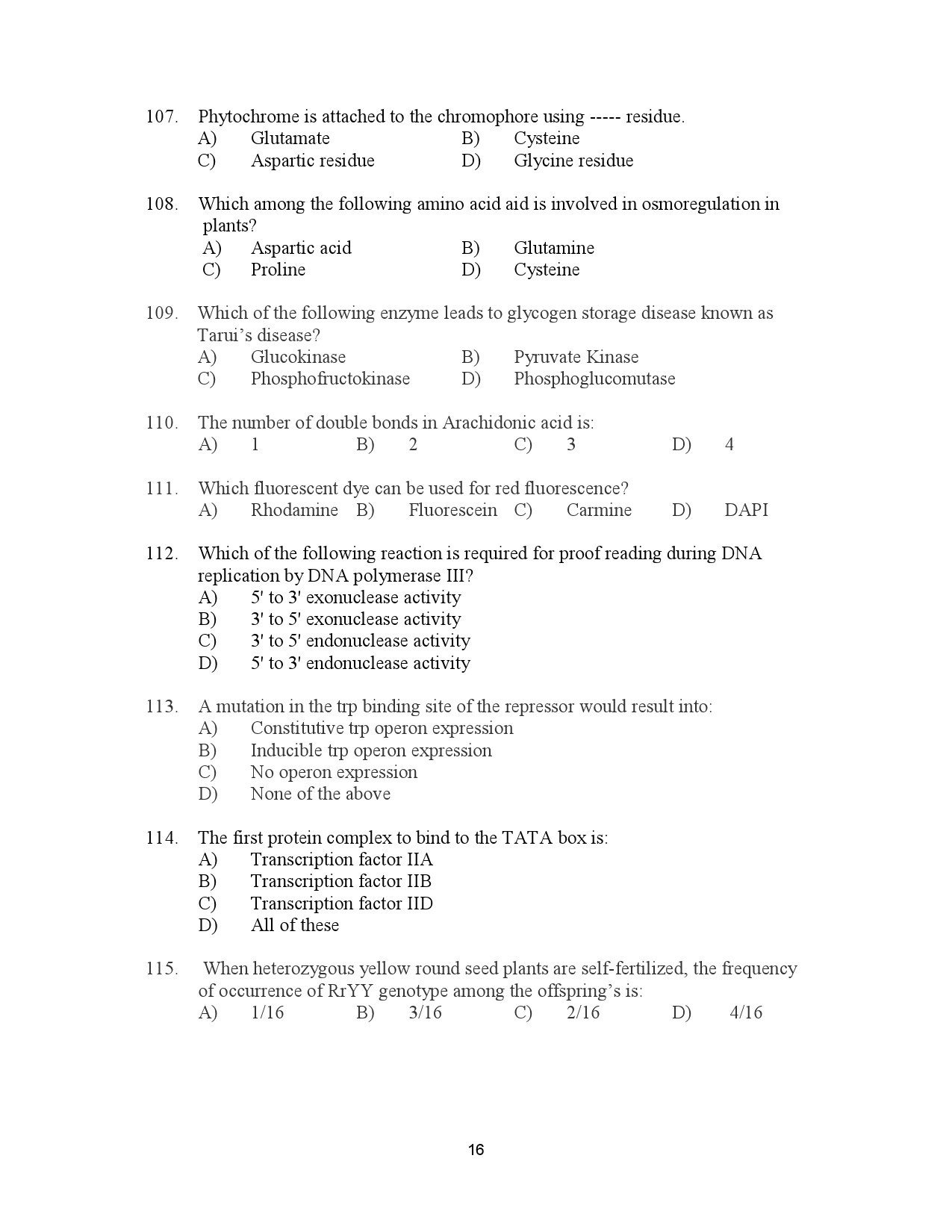 Kerala SET Botany Exam Question Paper January 2023 16