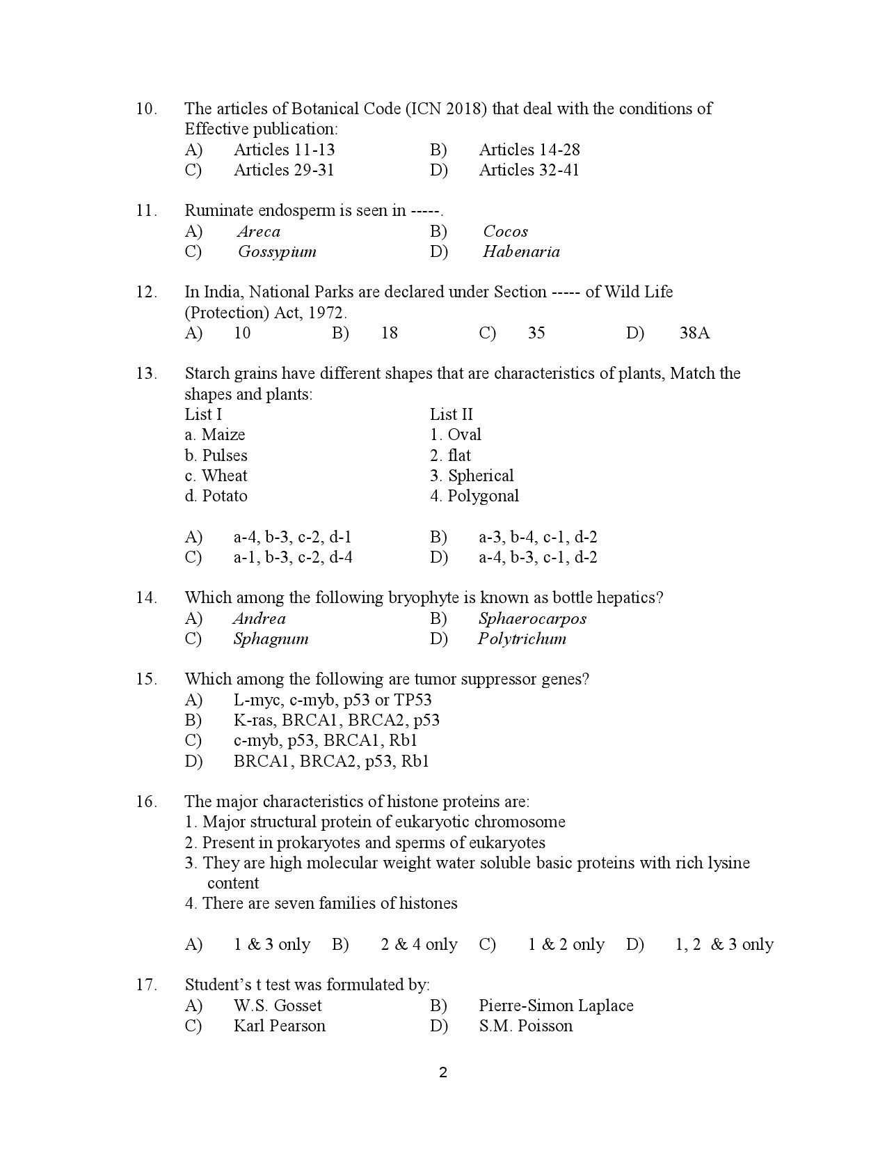 Kerala SET Botany Exam Question Paper January 2023 2