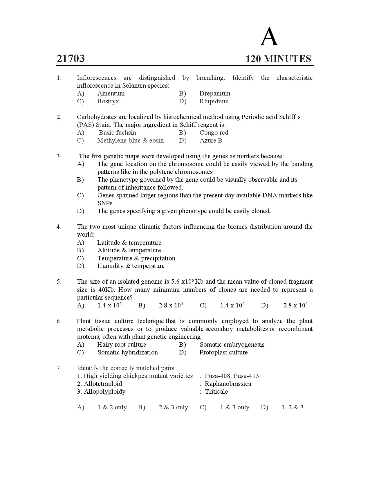 Kerala SET Botany Exam Question Paper July 2021 1