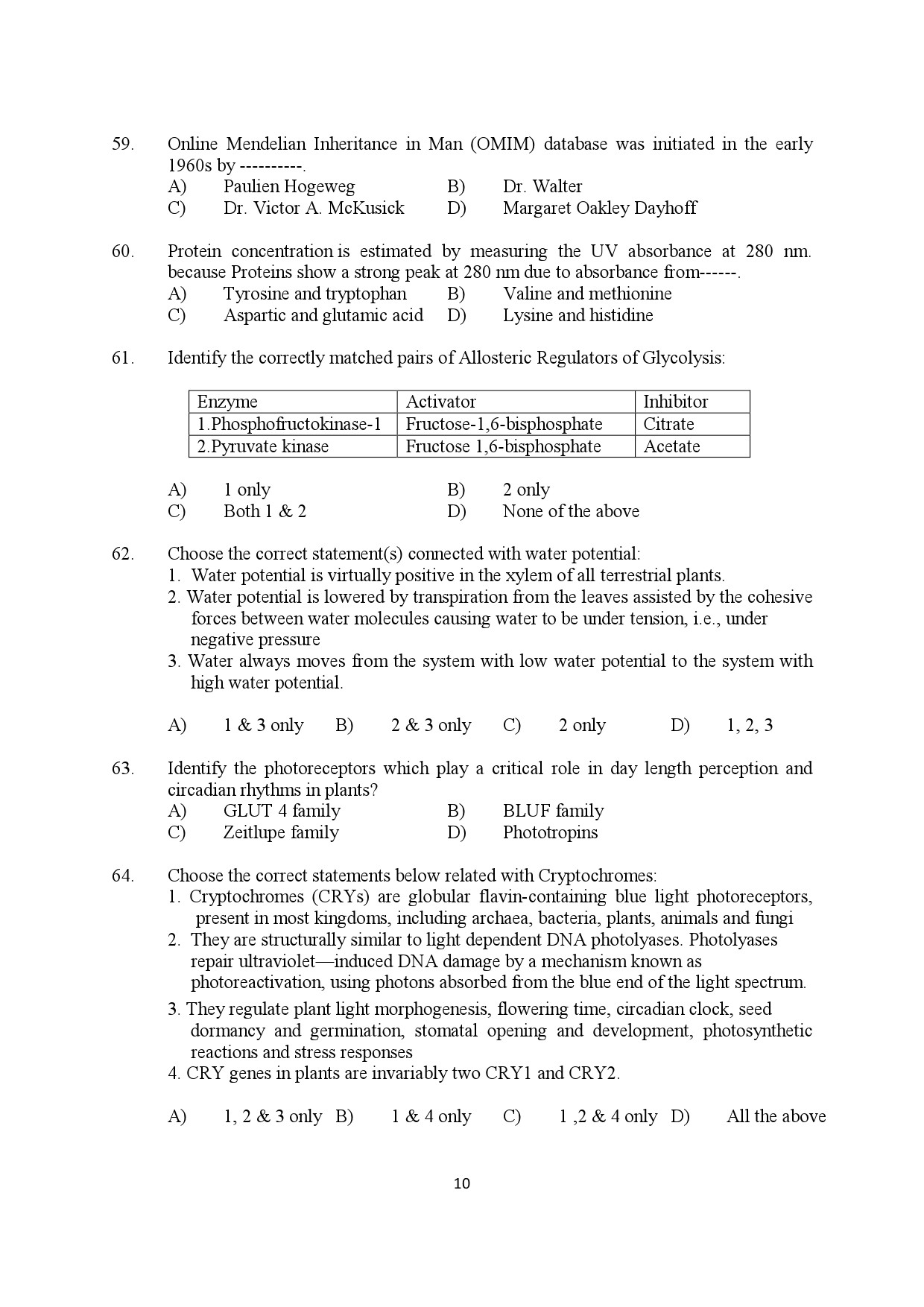 Kerala SET Botany Exam Question Paper July 2022 10