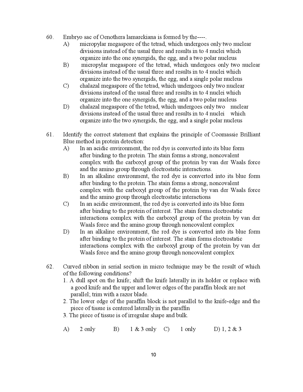 Kerala SET Botany Exam Question Paper July 2023 10