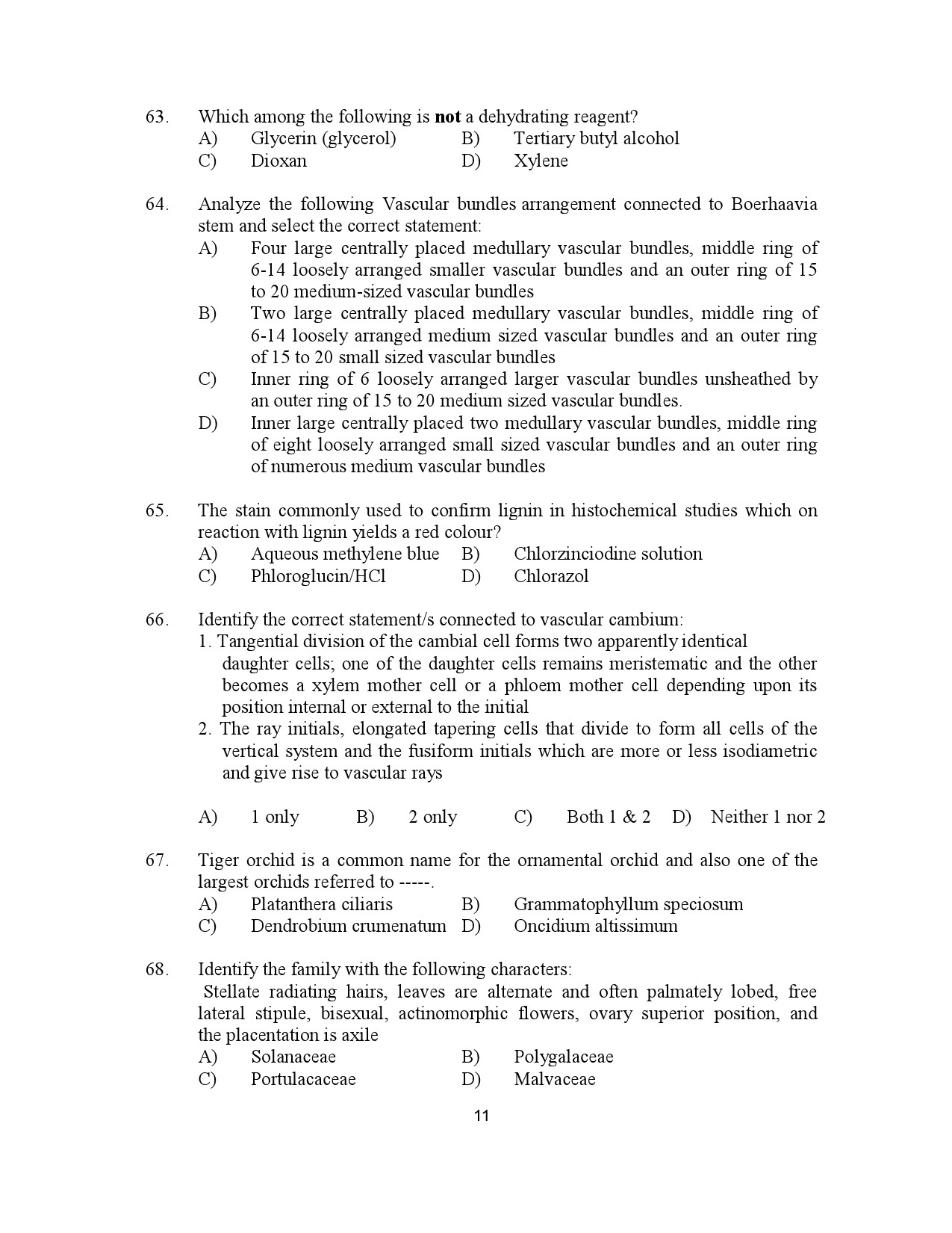 Kerala SET Botany Exam Question Paper July 2023 11