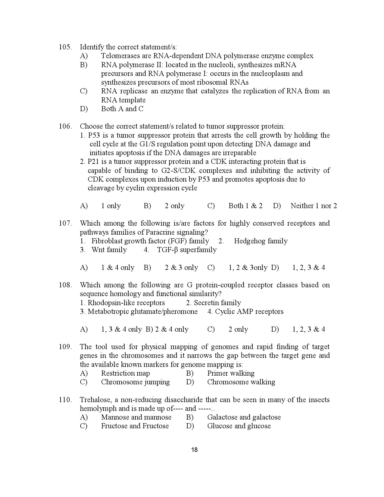 Kerala SET Botany Exam Question Paper July 2023 18