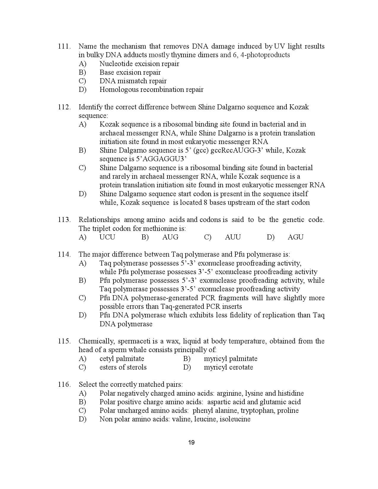 Kerala SET Botany Exam Question Paper July 2023 19