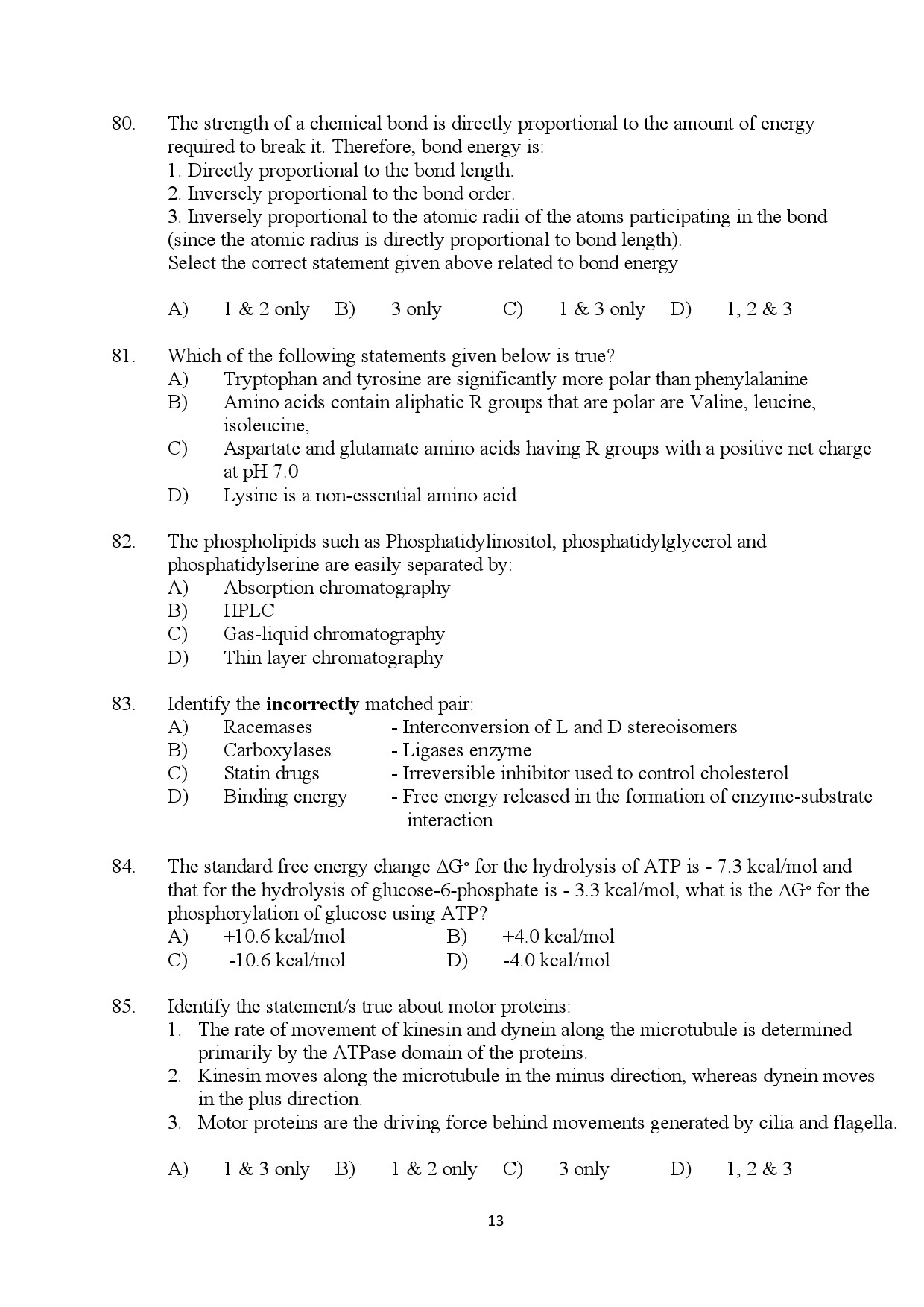 Kerala SET Botany Exam Question Paper July 2024 13