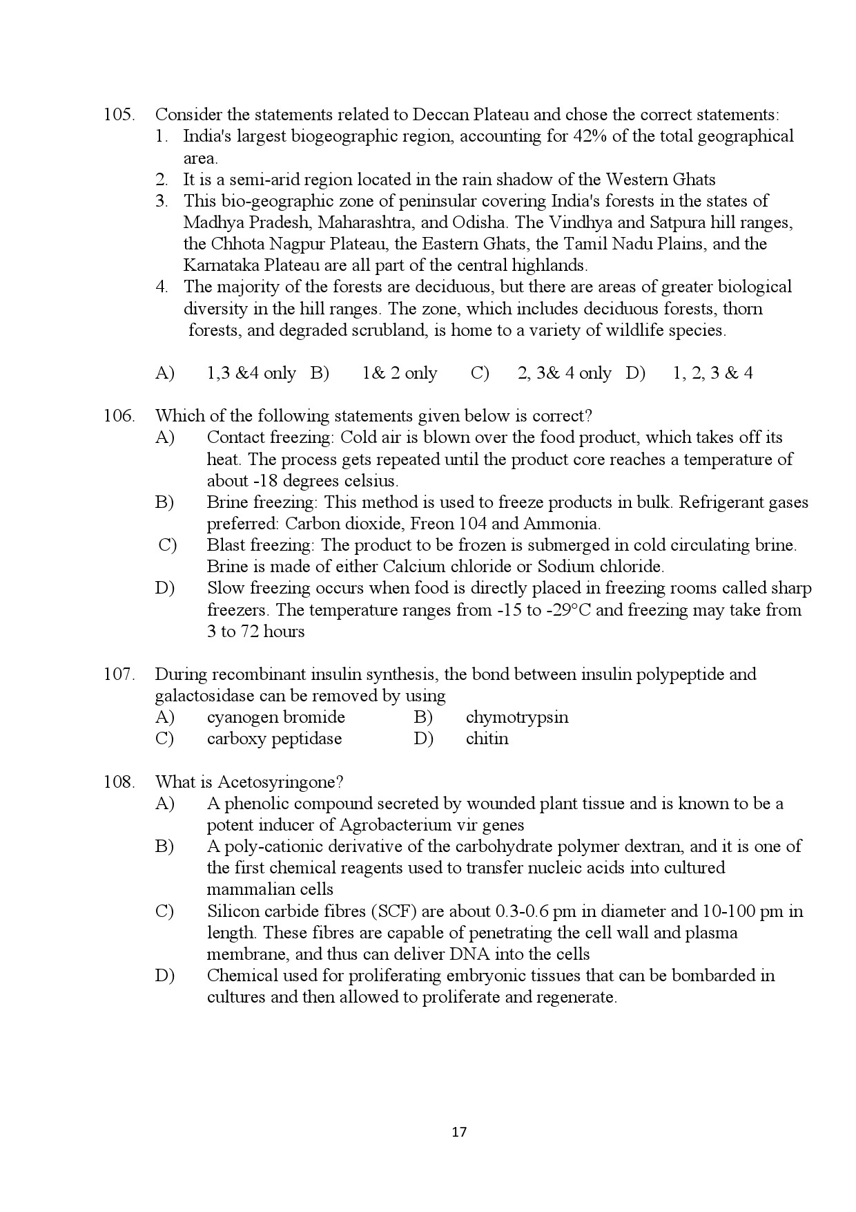 Kerala SET Botany Exam Question Paper July 2024 17