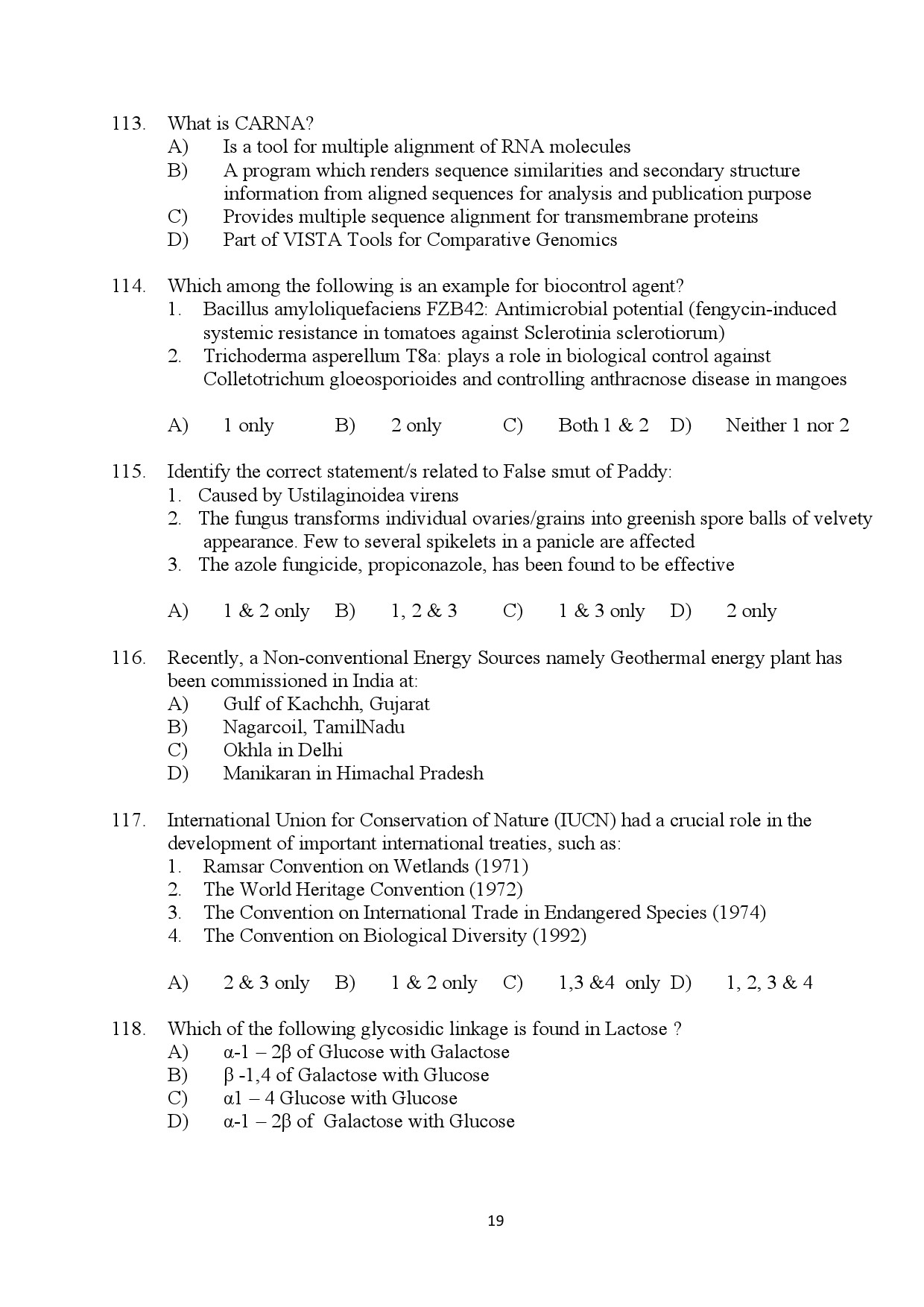 Kerala SET Botany Exam Question Paper July 2024 19