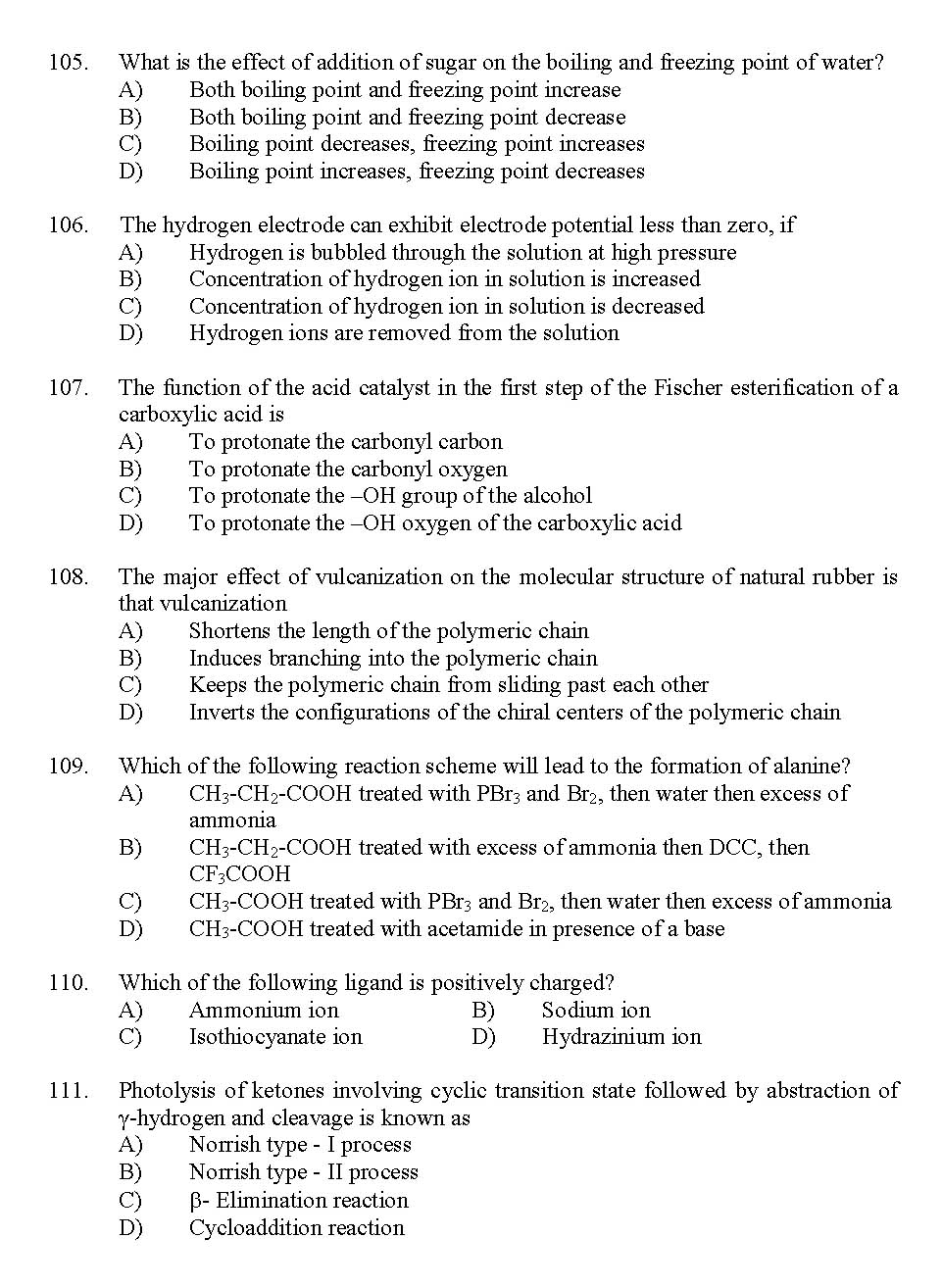 Kerala SET Chemistry Exam 2011 Question Code 91104 17