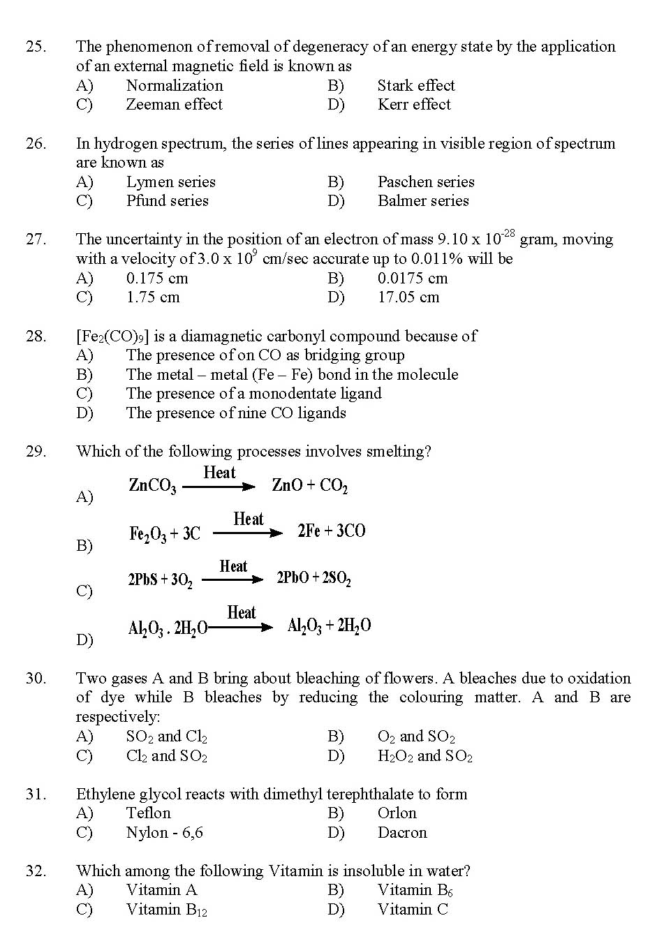 Kerala SET Chemistry Exam 2011 Question Code 91104 5