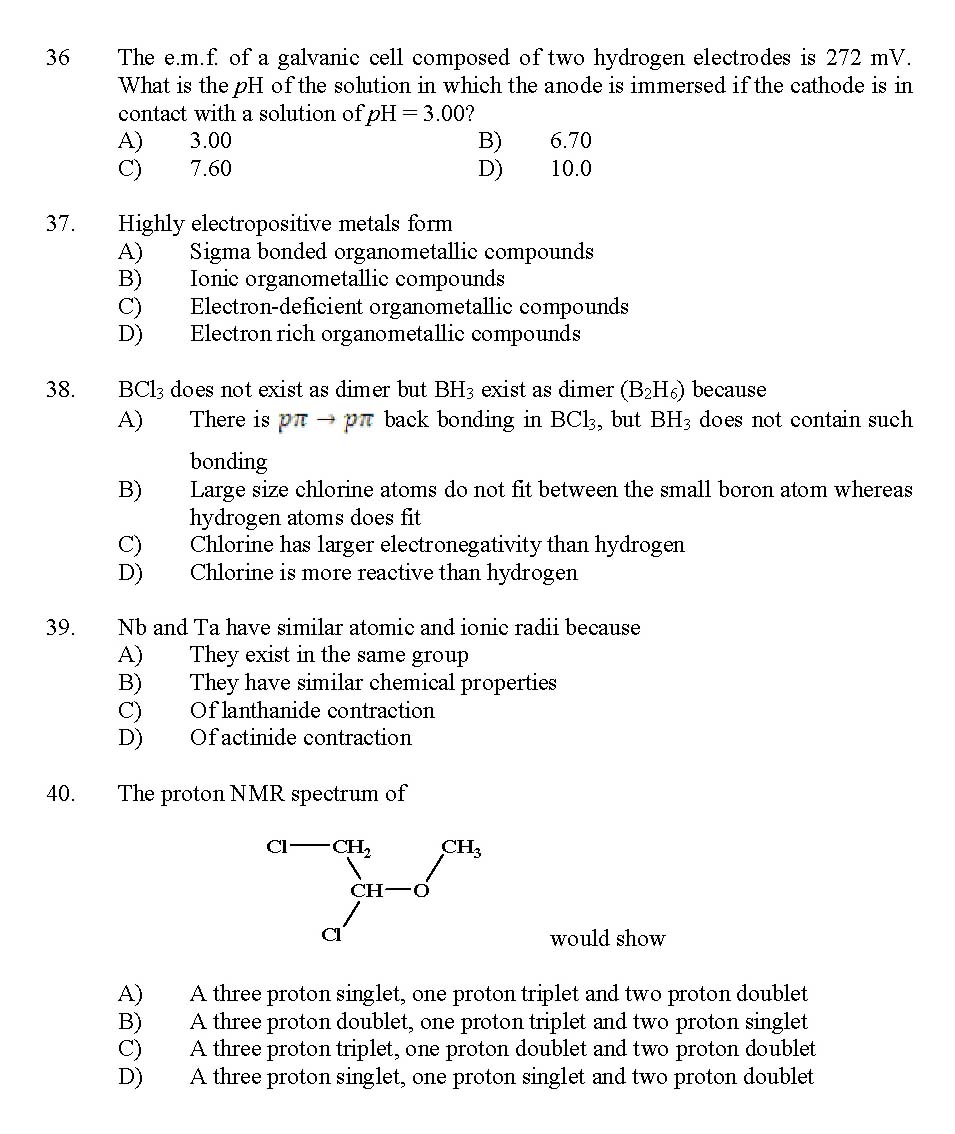 Kerala SET Chemistry Exam 2011 Question Code 91104 7