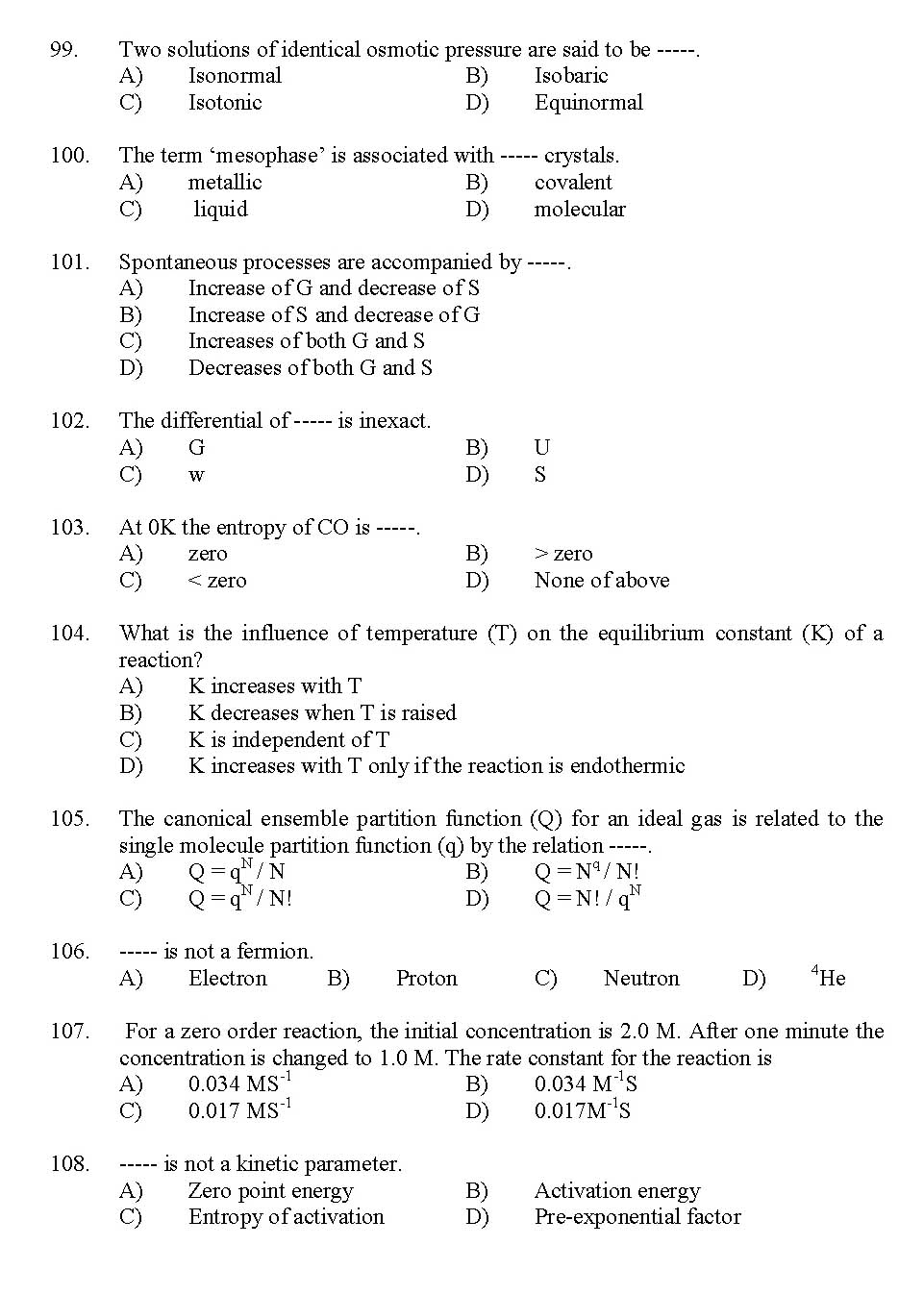 Kerala SET Chemistry Exam 2012 Question Code 12904 10