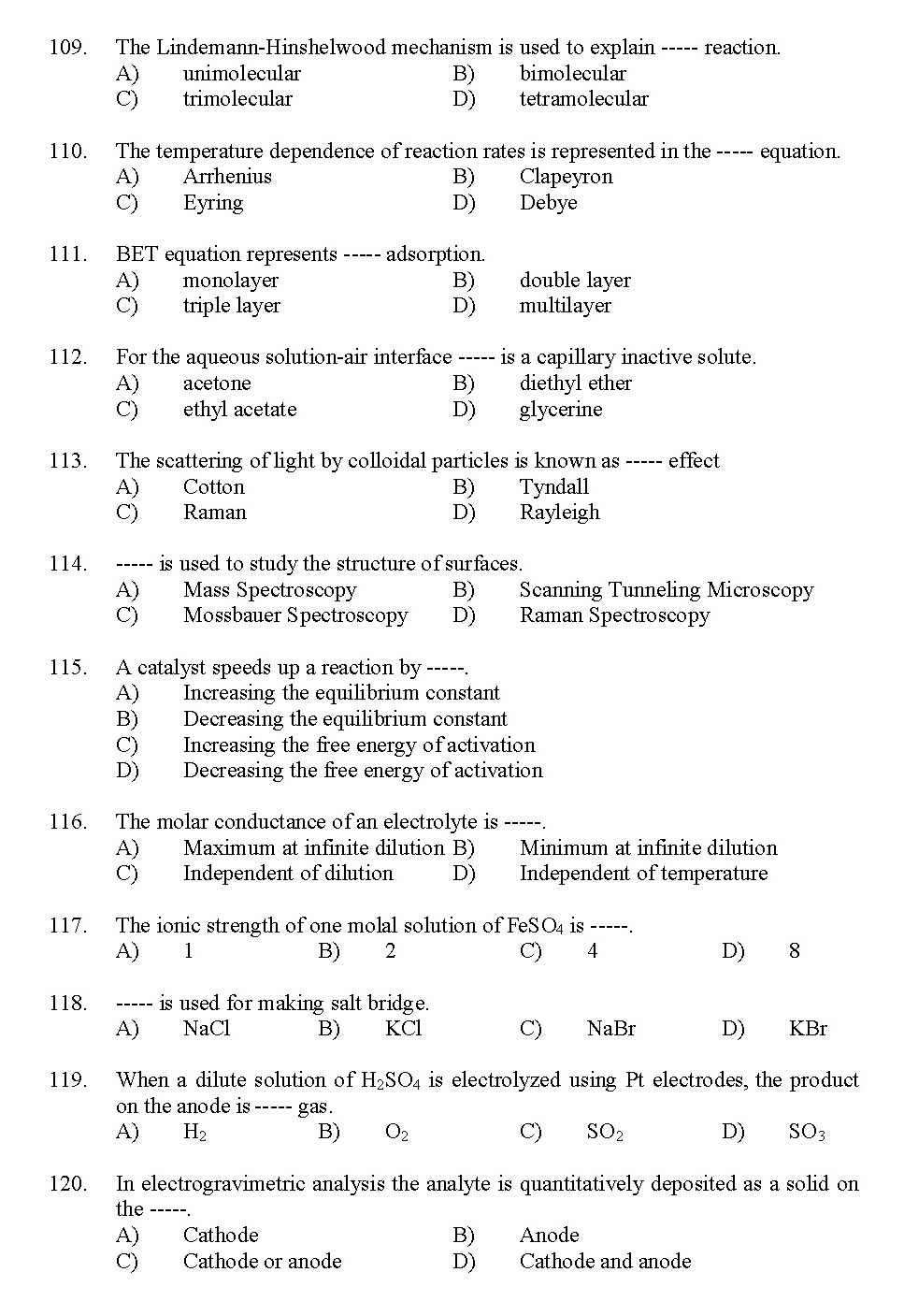 Kerala SET Chemistry Exam 2012 Question Code 12904 11