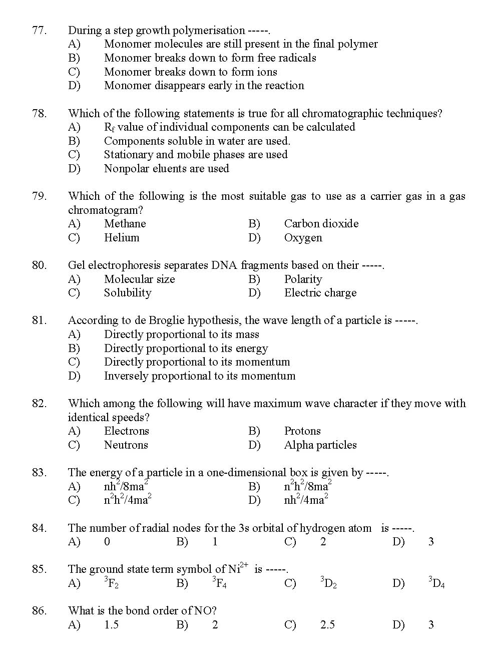 Kerala SET Chemistry Exam 2012 Question Code 12904 8