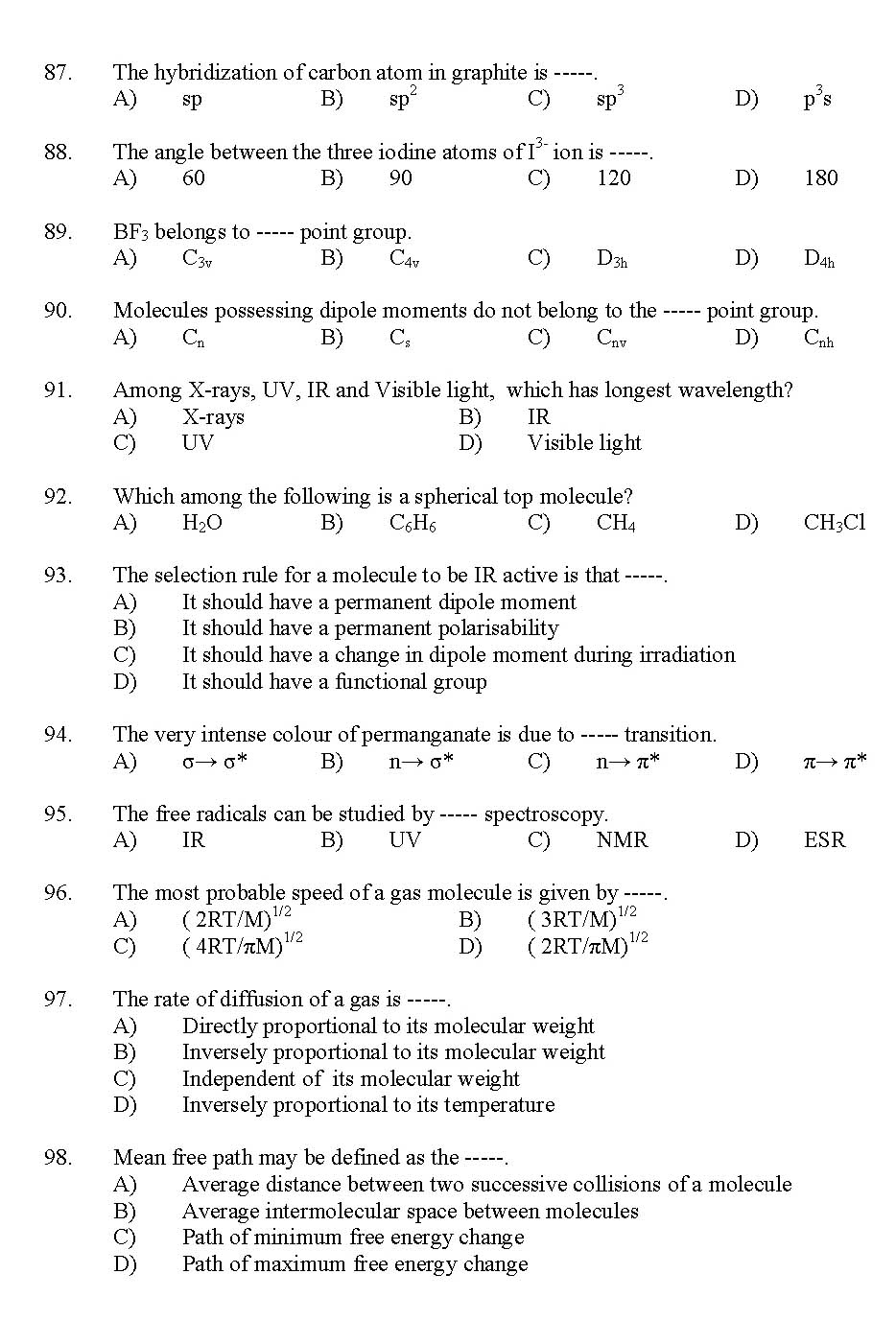 Kerala SET Chemistry Exam 2012 Question Code 12904 9