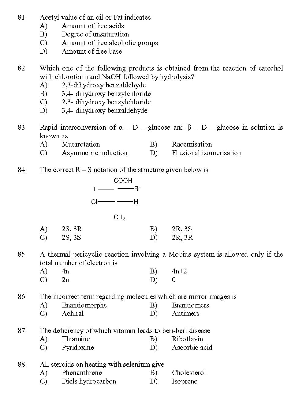Kerala SET Chemistry Exam 2013 Question Code 13604 10