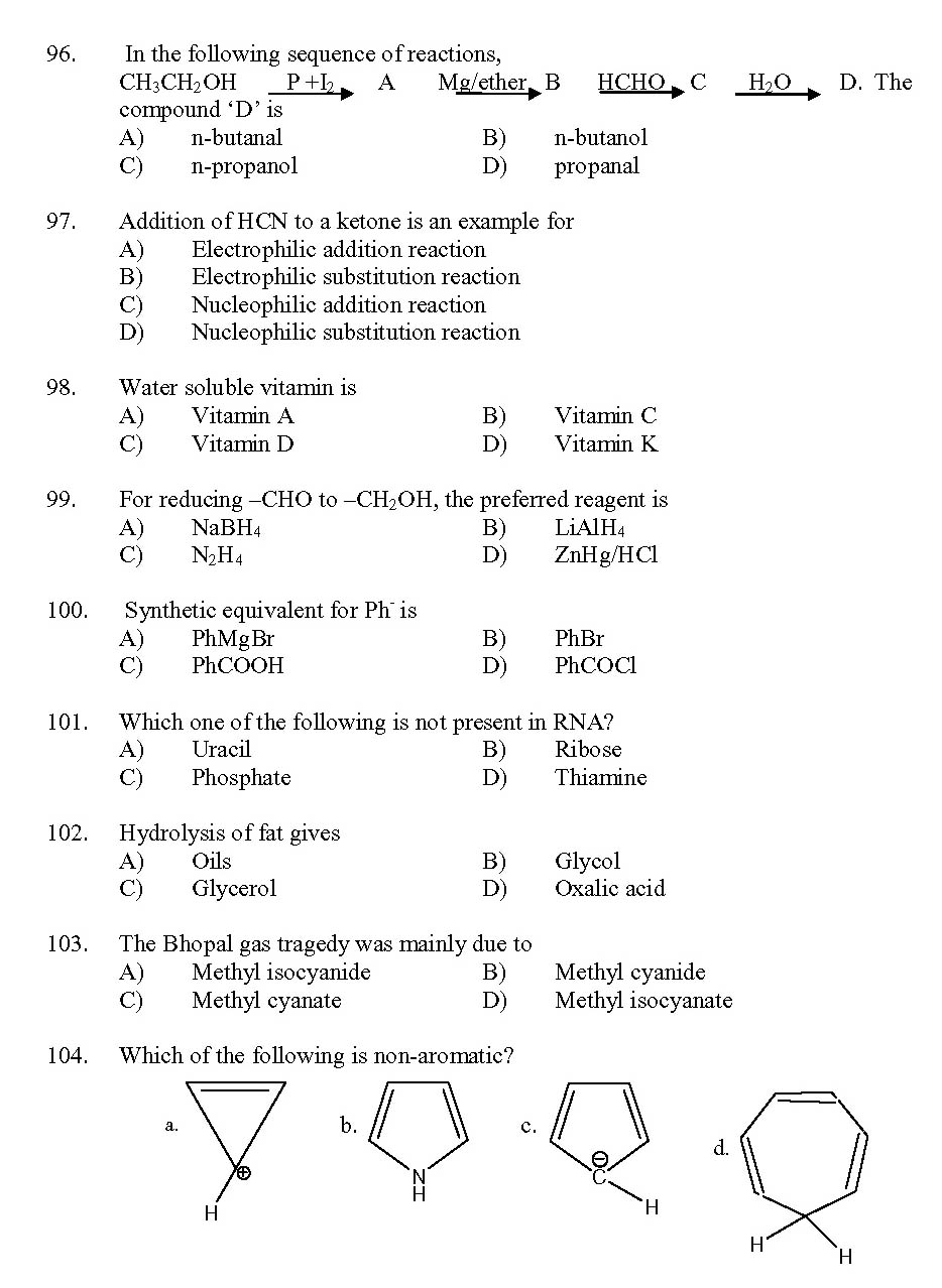 Kerala SET Chemistry Exam 2013 Question Code 13604 12