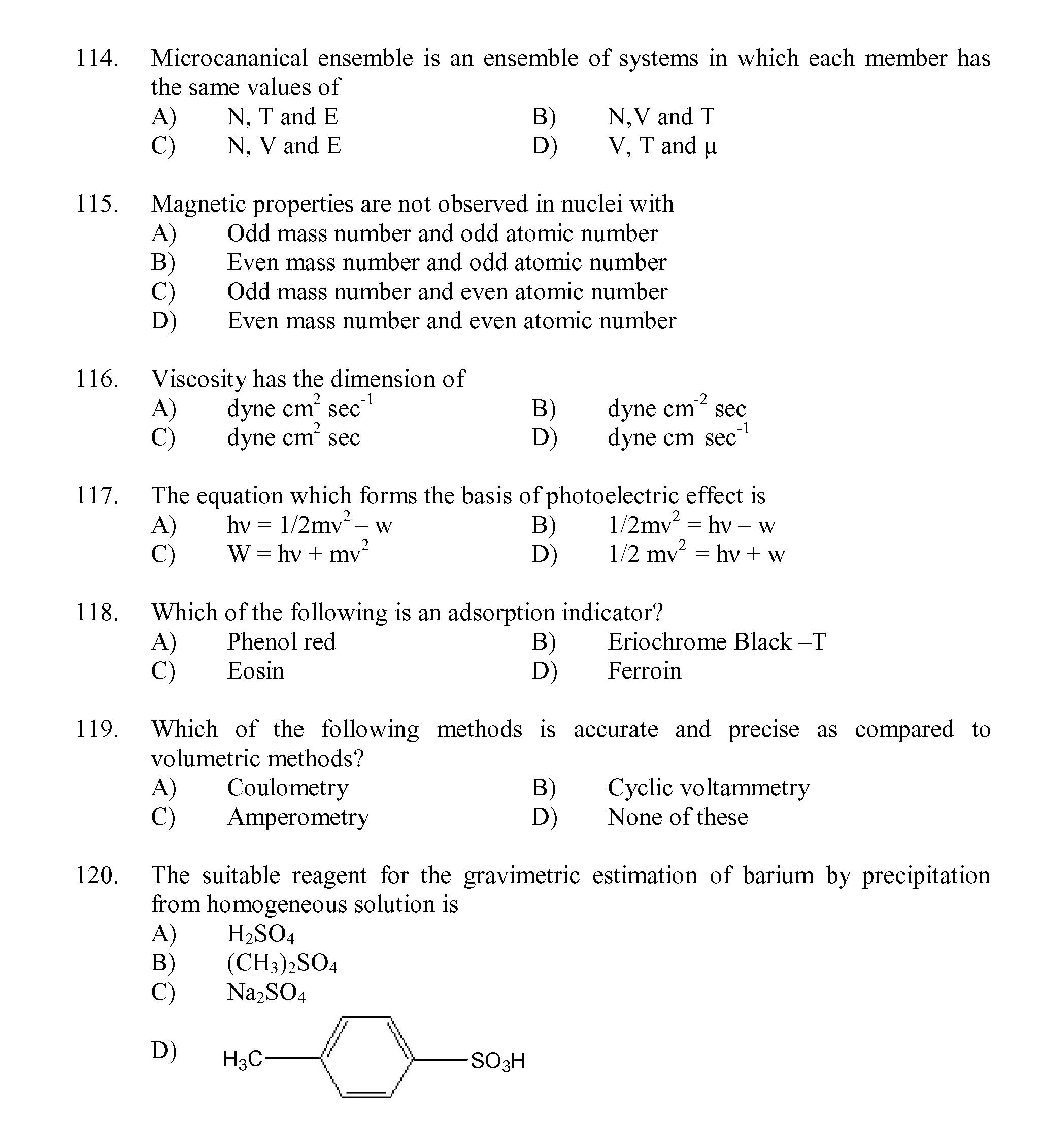 Kerala SET Chemistry Exam 2013 Question Code 13604 14