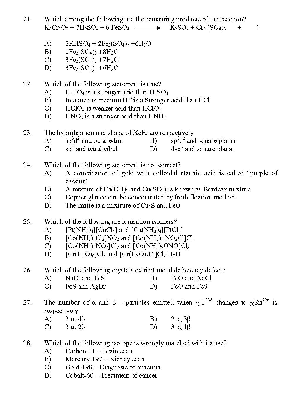 Kerala SET Chemistry Exam 2013 Question Code 13604 3