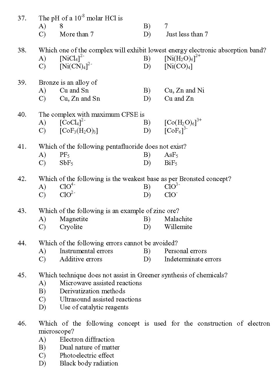 Kerala SET Chemistry Exam 2013 Question Code 13604 5