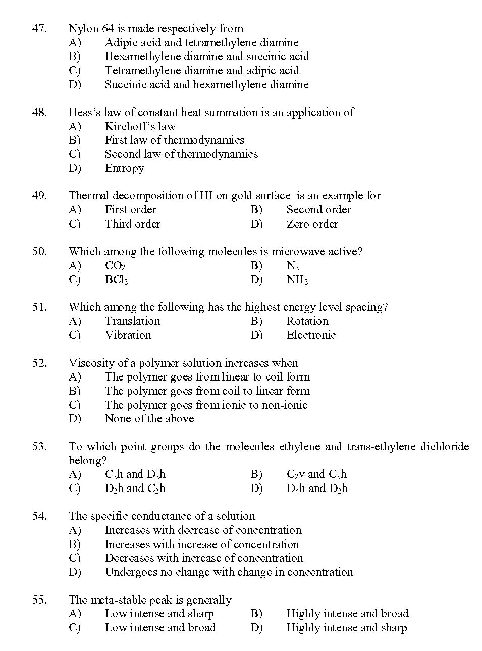 Kerala SET Chemistry Exam 2013 Question Code 13604 6