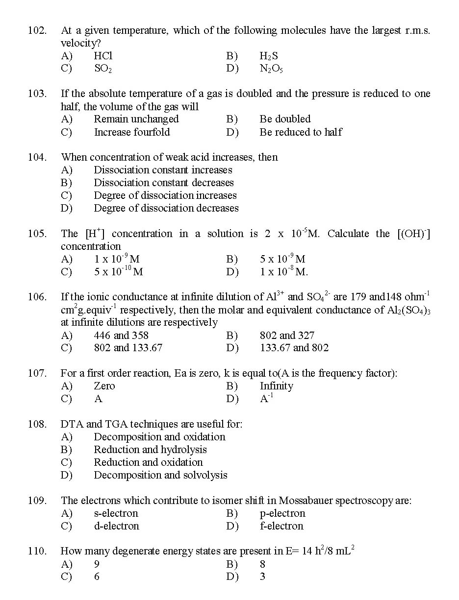 Kerala SET Chemistry Exam 2014 Question Code 14204 13
