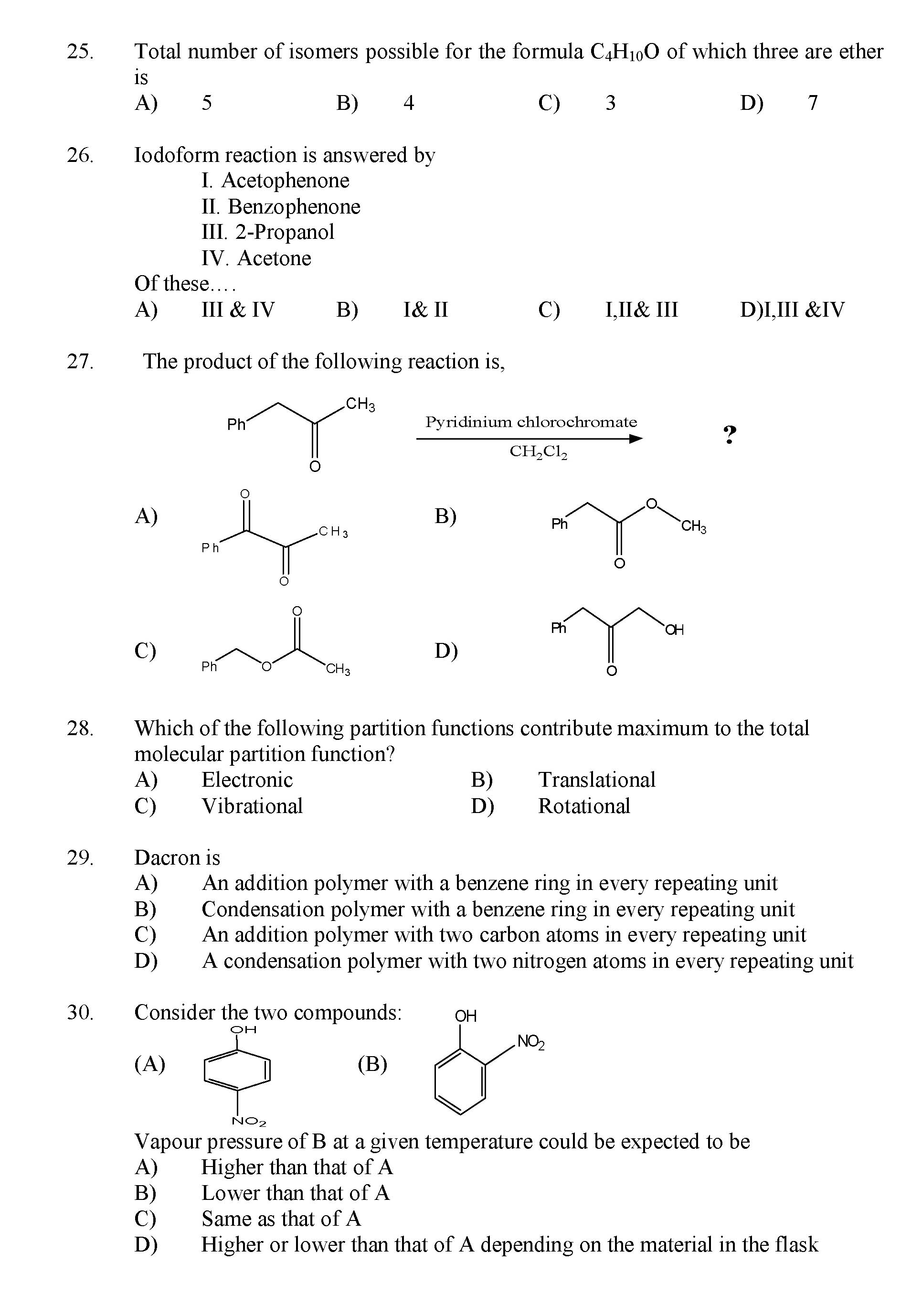Kerala SET Chemistry Exam 2014 Question Code 14204 5
