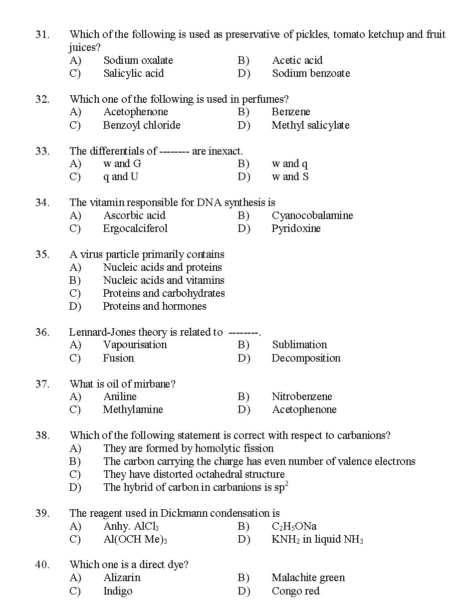Kerala SET Chemistry Exam 2014 Question Code 14204 6