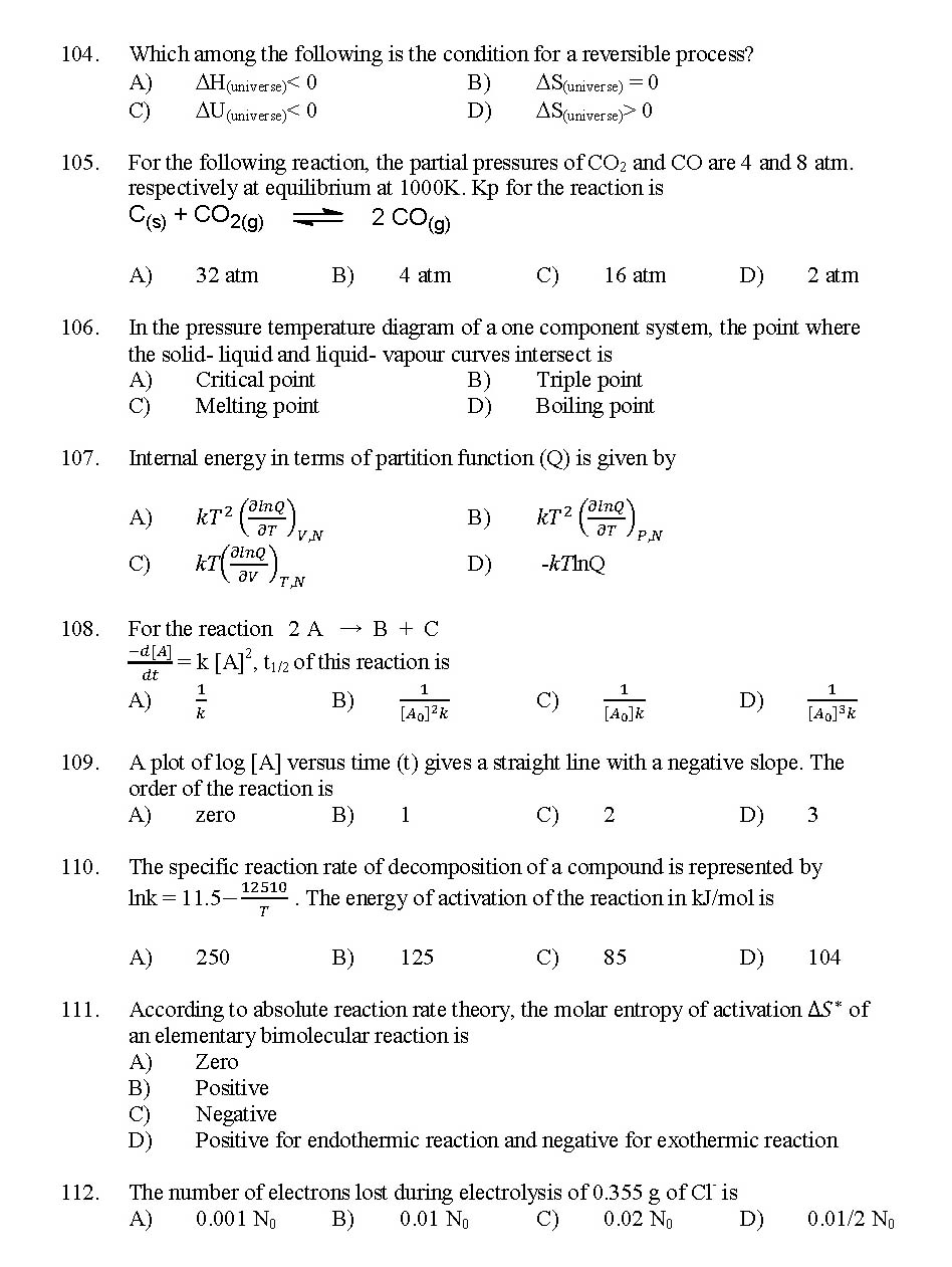 Kerala SET Chemistry Exam 2016 Question Code 16104 A 16