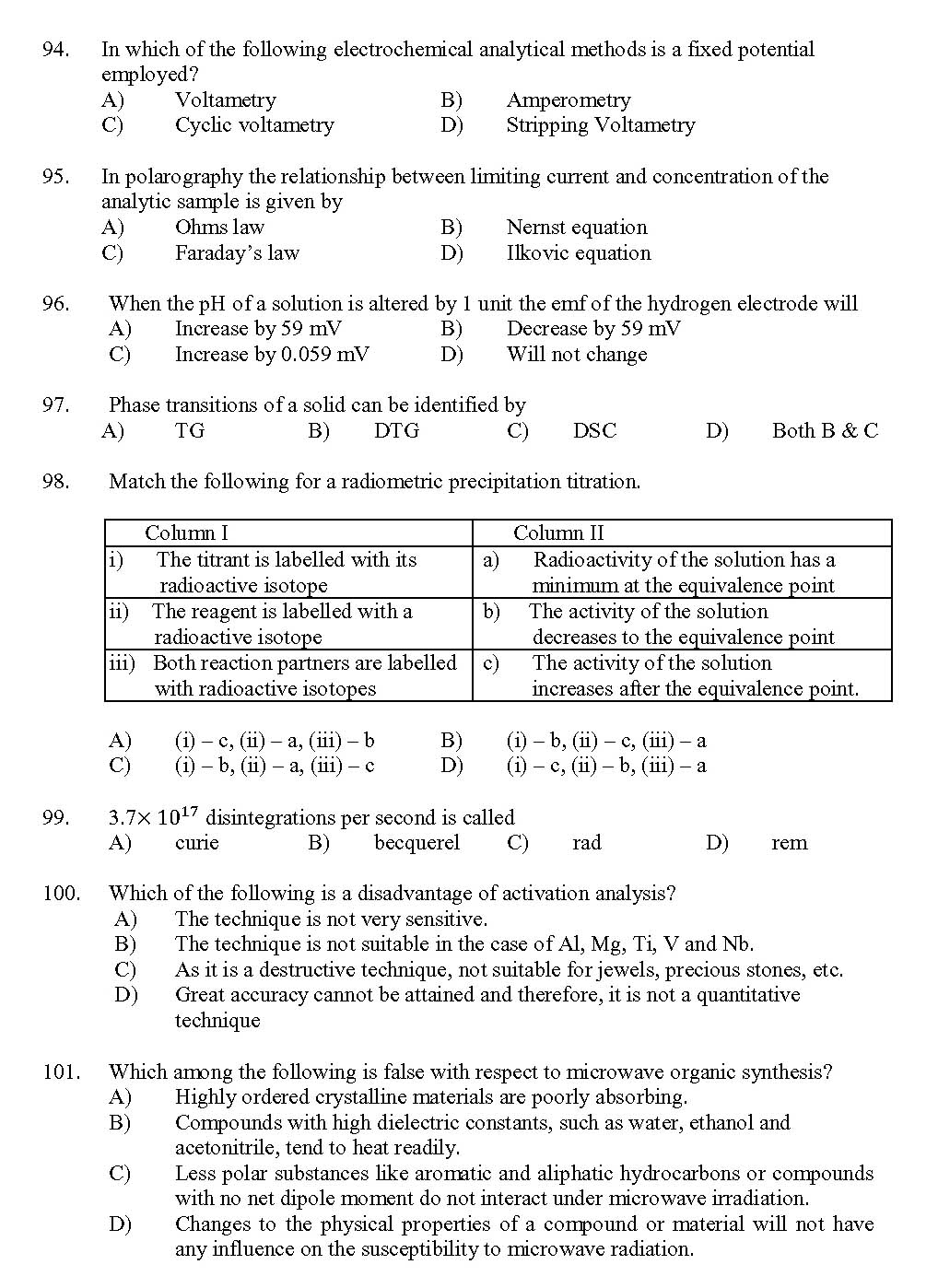 Kerala SET Chemistry Exam 2017 Question Code 17204 A 14