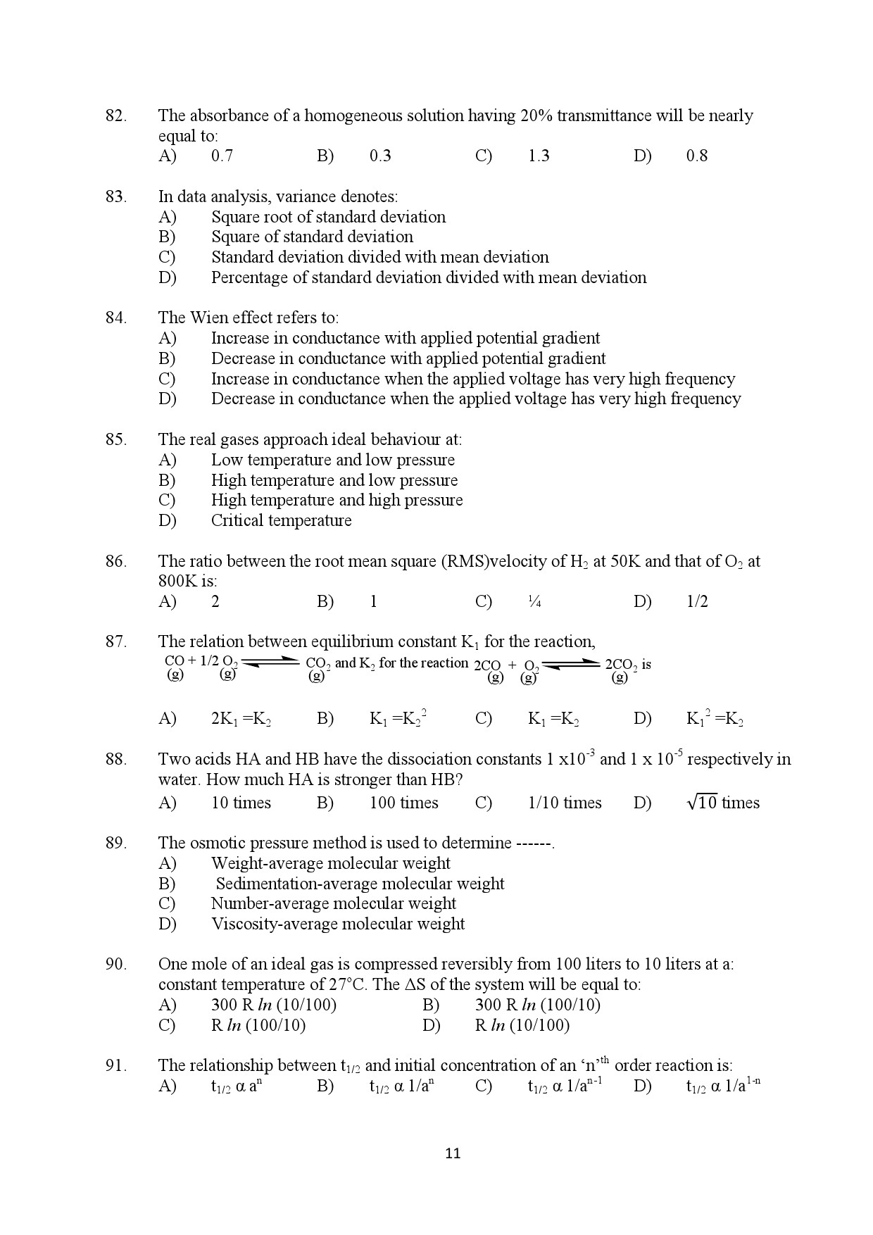 Kerala SET Chemistry Exam Question Paper February 2020 11