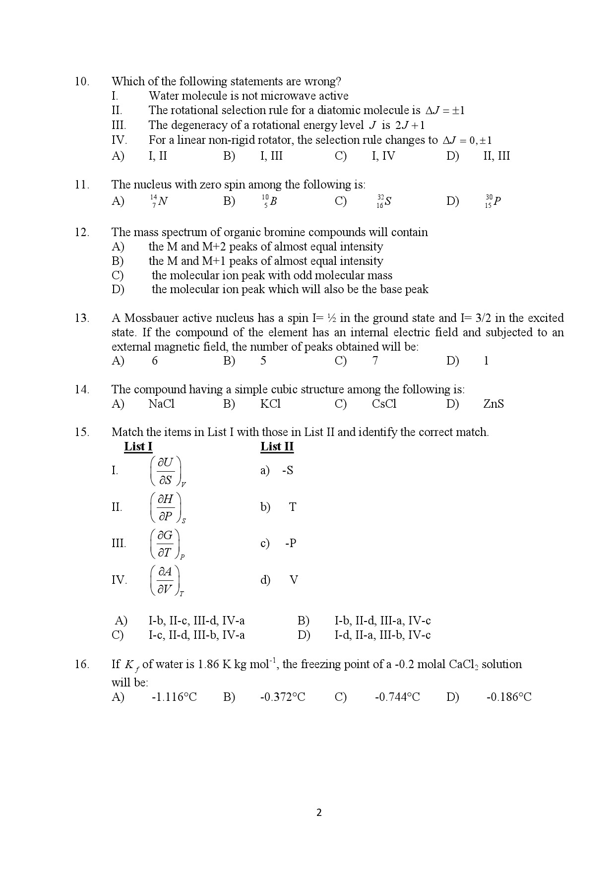 Kerala SET Chemistry Exam Question Paper February 2020 2