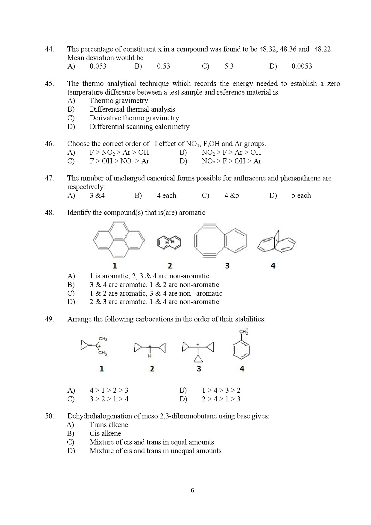 Kerala SET Chemistry Exam Question Paper February 2020 6