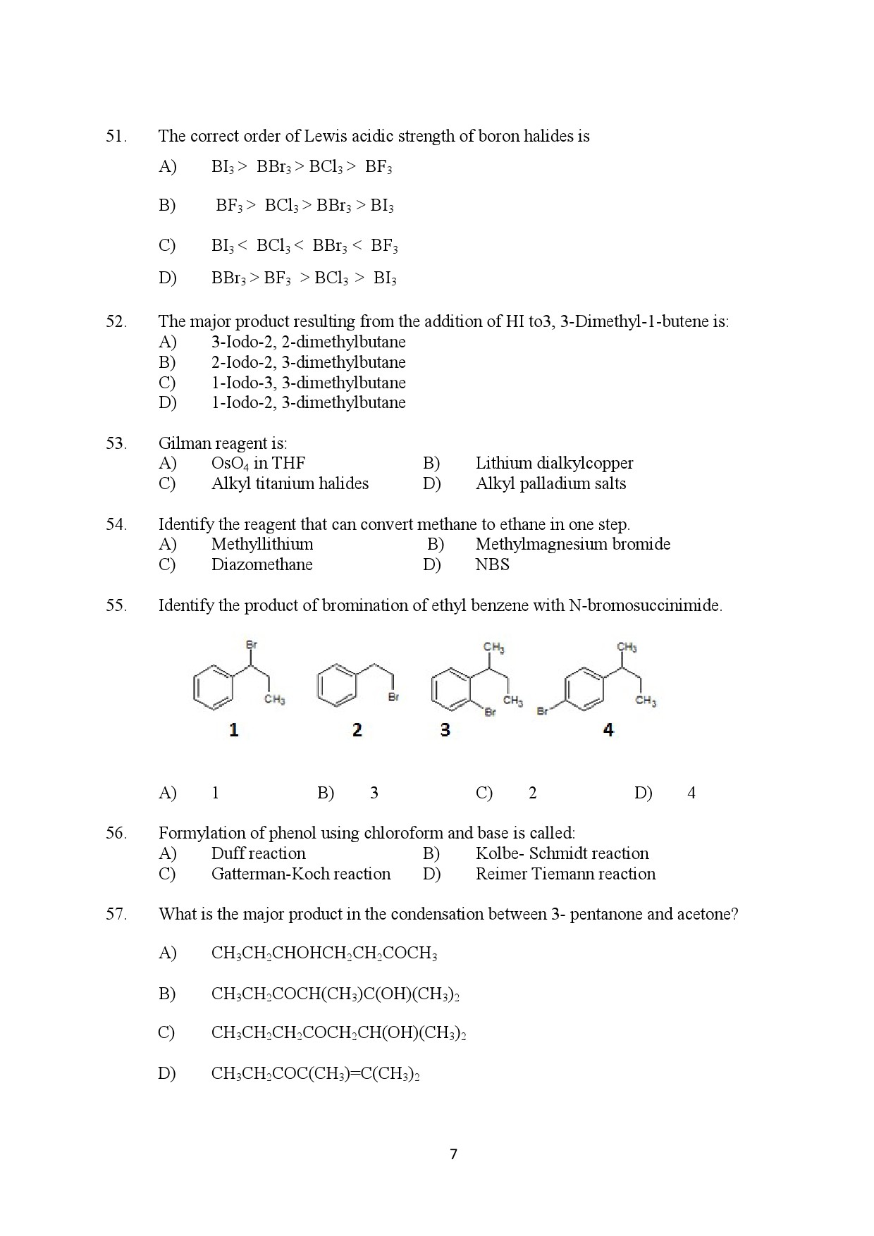 Kerala SET Chemistry Exam Question Paper February 2020 7
