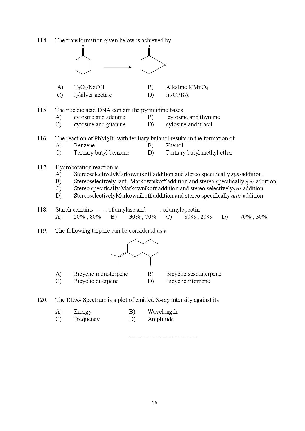 Kerala SET Chemistry Exam Question Paper January 2022 16