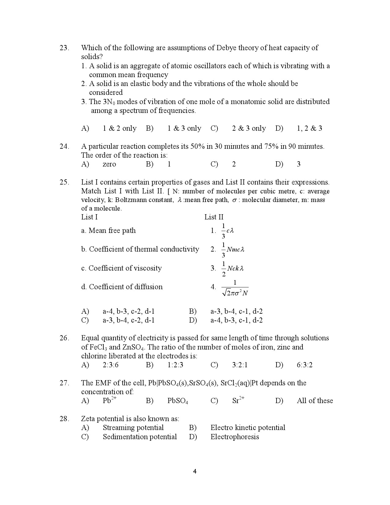 Kerala SET Chemistry Exam Question Paper January 2023 4