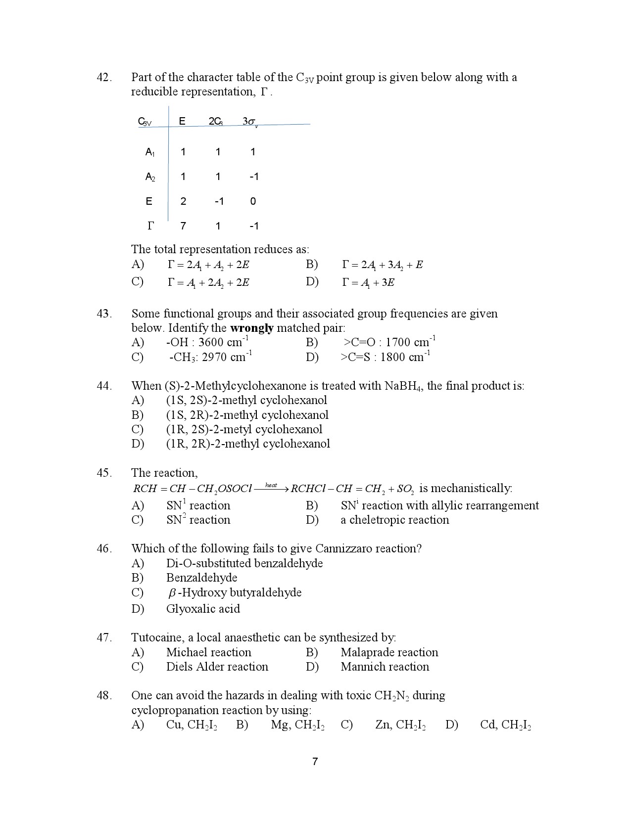 Kerala SET Chemistry Exam Question Paper January 2023 7