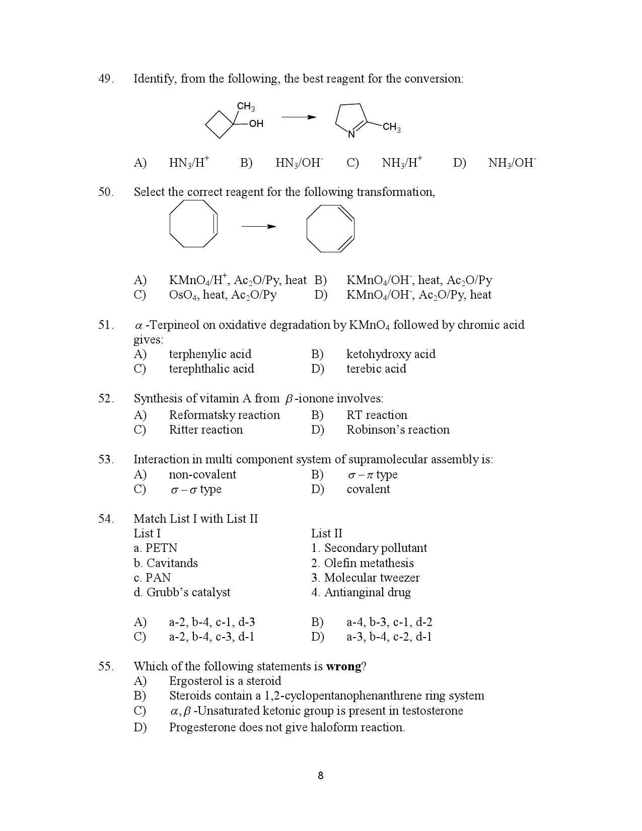 Kerala SET Chemistry Exam Question Paper January 2023 8
