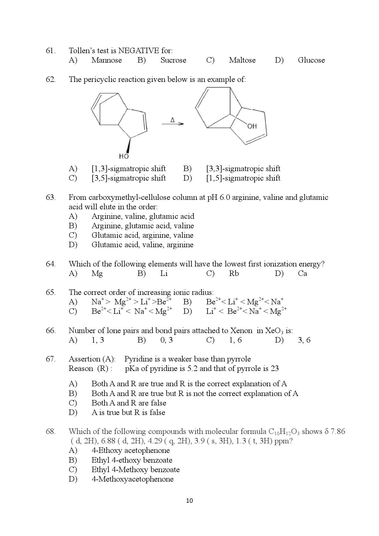 Kerala SET Chemistry Exam Question Paper January 2024 10