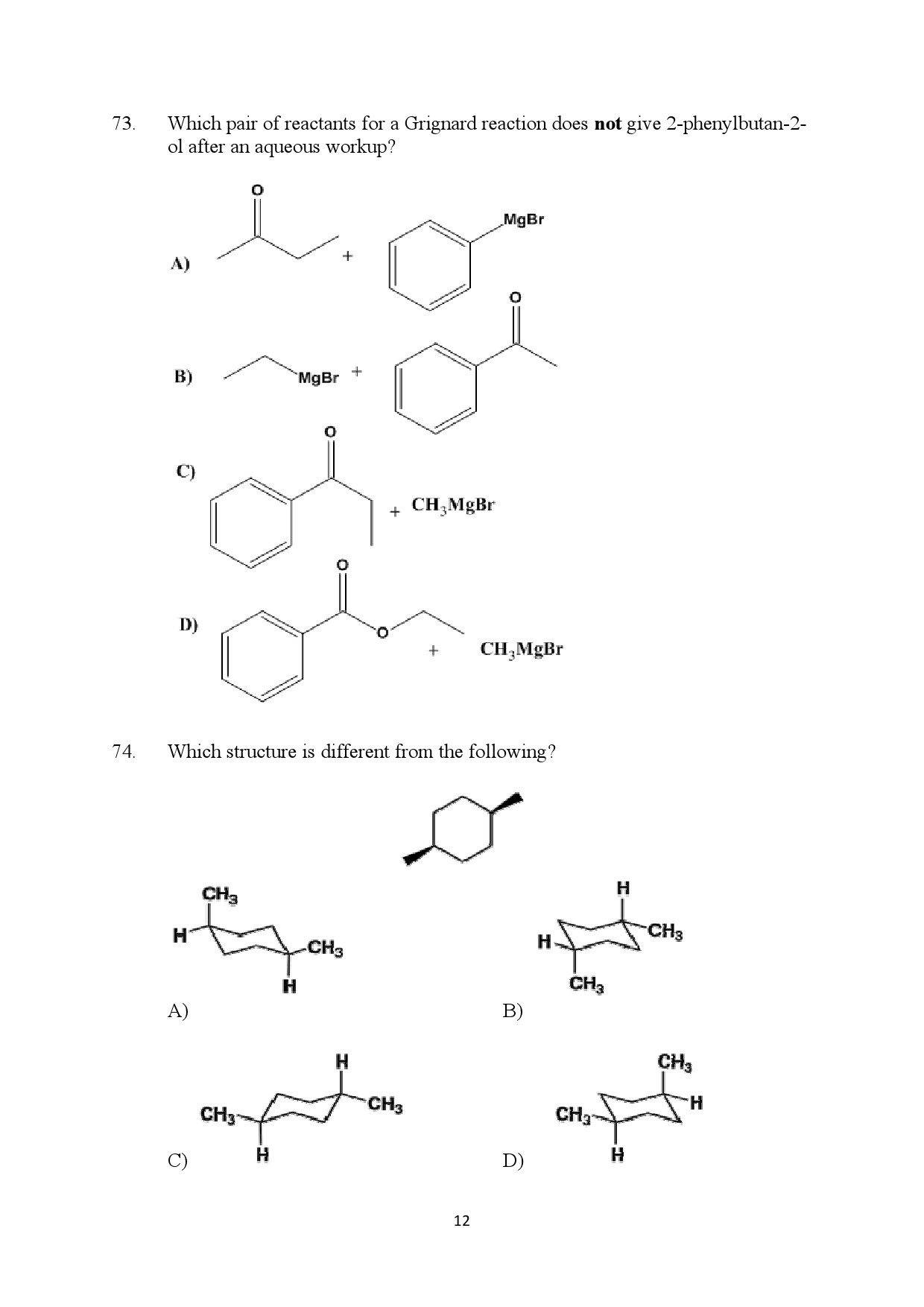 Kerala SET Chemistry Exam Question Paper January 2024 12